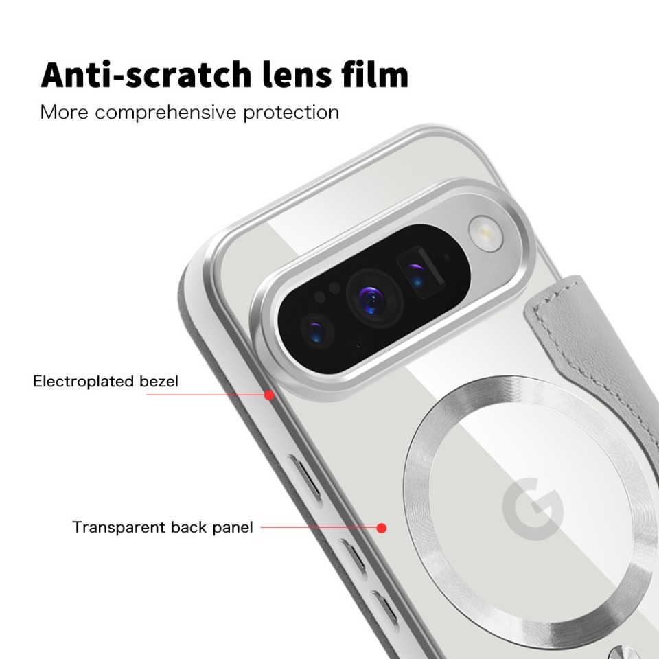 Husa pentru Google Pixel 10 / Pixel 10 Pro tip carte, SKYDDAR INOVATION, SmartMag Book, Magsafe, RFiD, Suport Carduri, set cu sticker, Gri - 2 | YEO