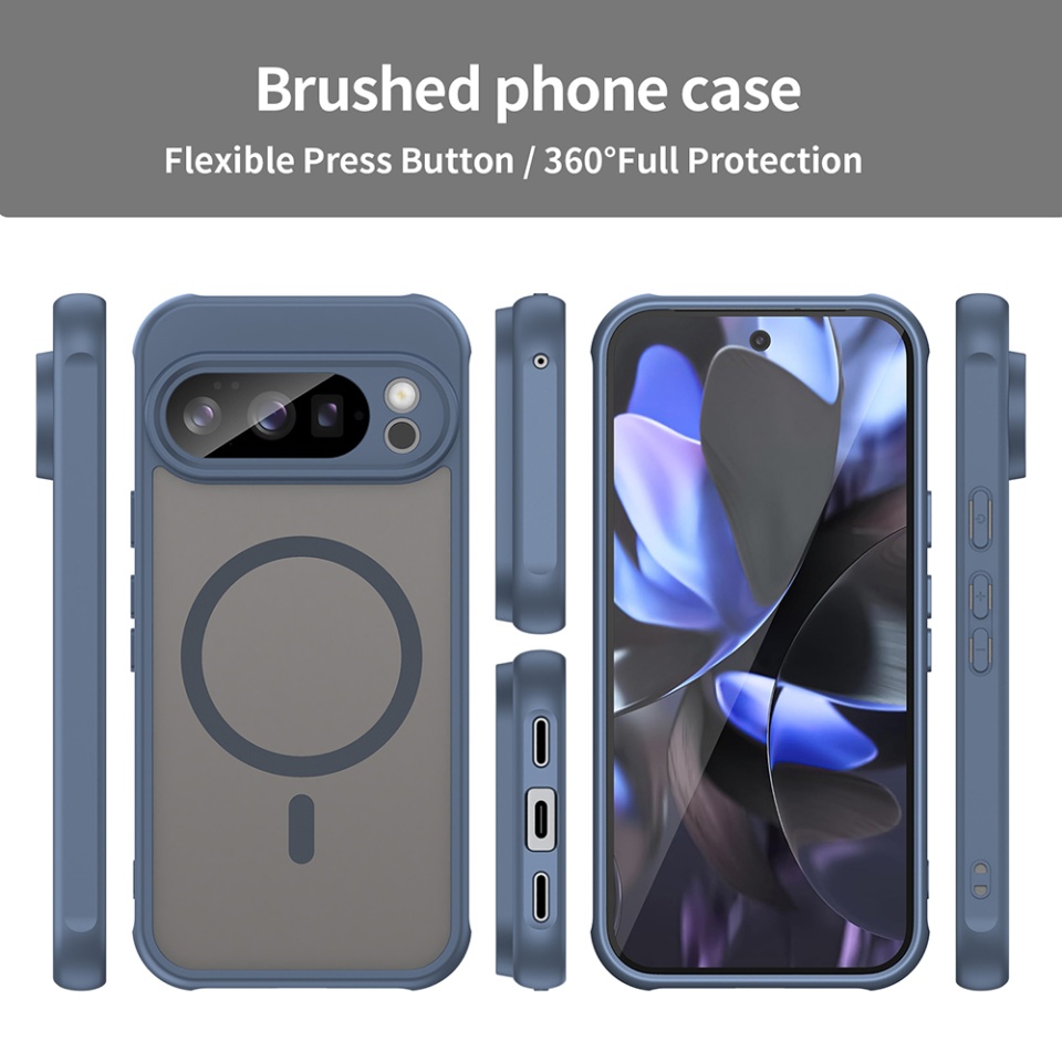 Husa pentru Google Pixel 10 Pro, SKYDDAR INNOVATION, HaloFrost MagSafe II, Antisoc, set cu sticker, Bleumarin - 3 | YEO