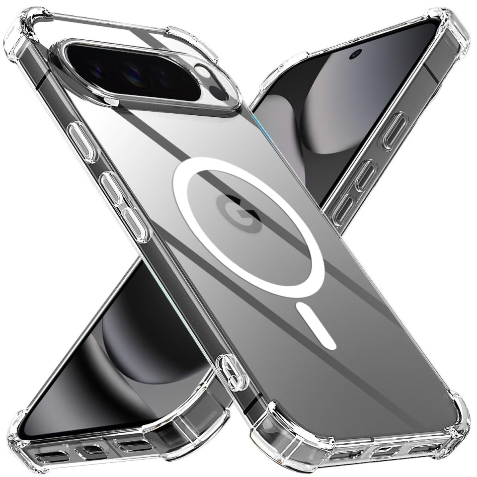 Husa pentru Google Pixel 10 Pro XL, SKYDDAR INNOVATION, Shockproof MagSafe din silicon, set cu sticker, Transparenta