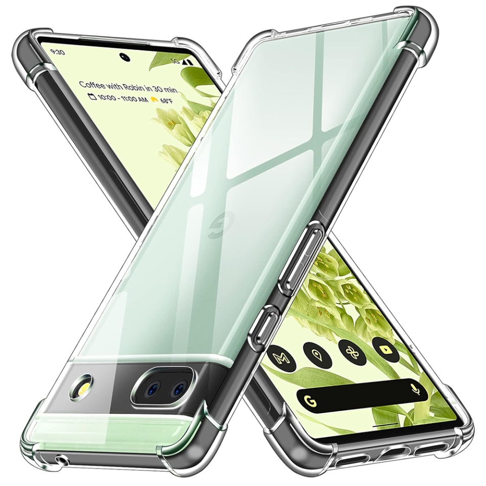 Husa pentru Google Pixel 6a , SKYDDAR INNOVATION, Shockproof Clear din Silicon Slim, Transparenta, set cu sticker