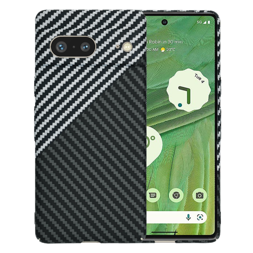Husa pentru Google Pixel 7, Finisaj Premium cu Textura de Carbon, Design Elegant, SKDR CarbonFlex - Gri