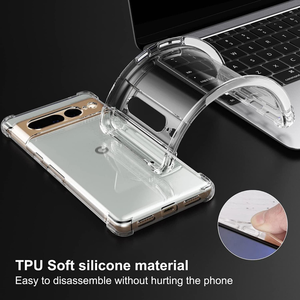 Husa pentru Google Pixel 7 Pro , SKYDDAR INNOVATION, Shockproof Clear din Silicon Slim, Transparenta, set cu sticker - 3 | YEO