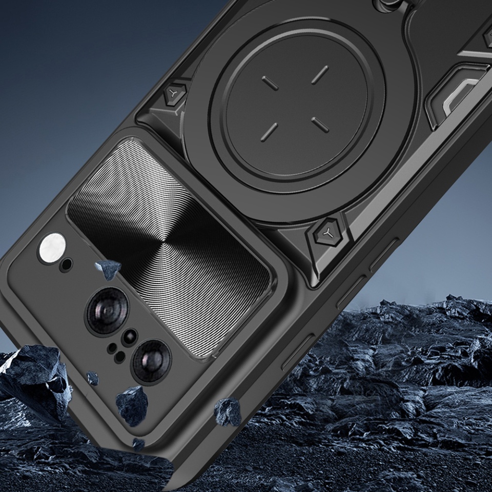 Husa pentru Google Pixel 8, cu inel magnetic si suport ajustabil, protecție completa camera, SKDR SafeCover - Roz auriu - 3 | YEO
