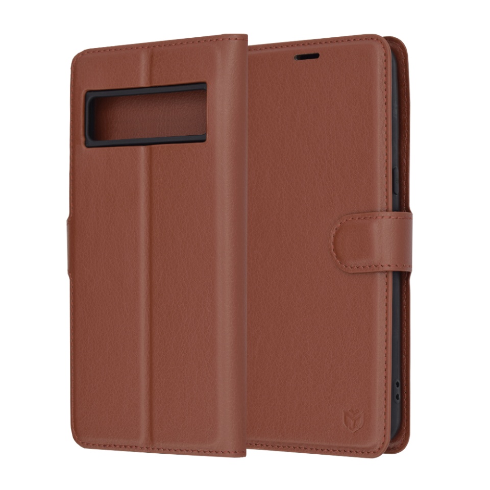 Husa pentru Google Pixel 8 Pro tip Carte, cu Portofel Interior, Finisaje Premium, SKYDDAR Leather Wallet - Maro