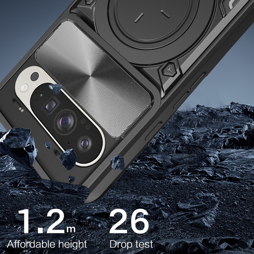 Husa pentru Google Pixel 9 / Pixel 9 Pro, SKYDDAR INNOVATION, CamGuard Pro, Inel Magnetic, Protectie Camera, set cu sticker, Albastru - 6