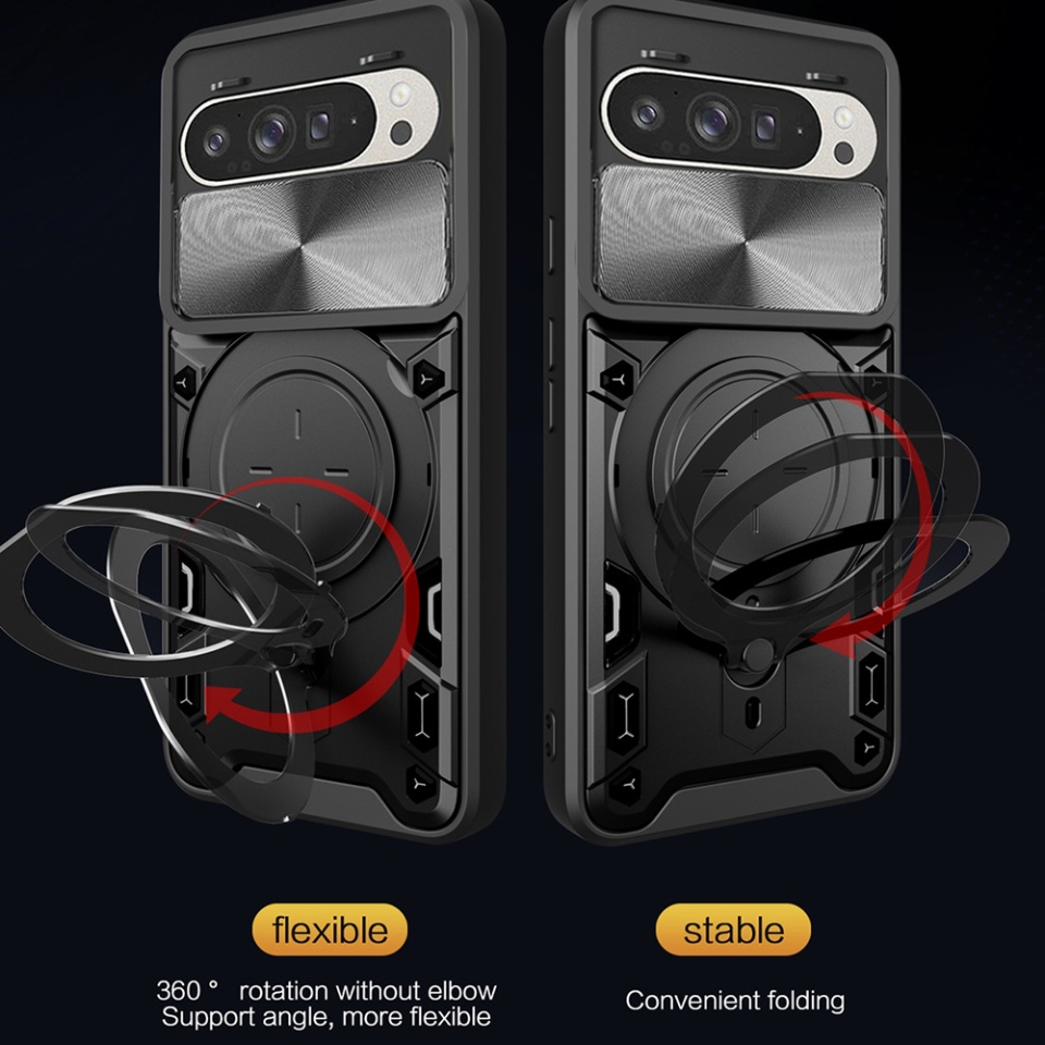 Husa pentru Google Pixel 9 / Pixel 9 Pro, SKYDDAR INNOVATION, CamGuard Pro, Inel Magnetic, Protectie Camera, set cu sticker, Negru - 3 | YEO