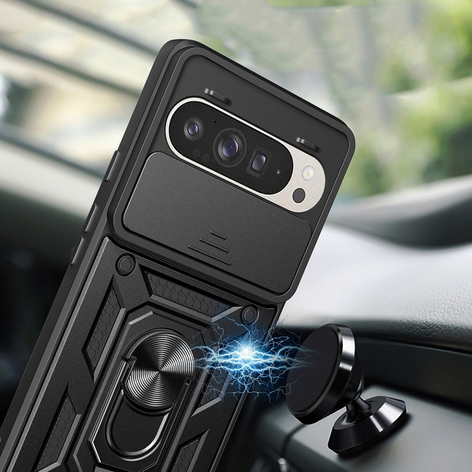 Husa pentru Google Pixel 9 / Pixel 9 Pro, SKYDDAR INNOVATION, CamShield, Inel magnetic, set cu sticker, Albastru - 3 | YEO