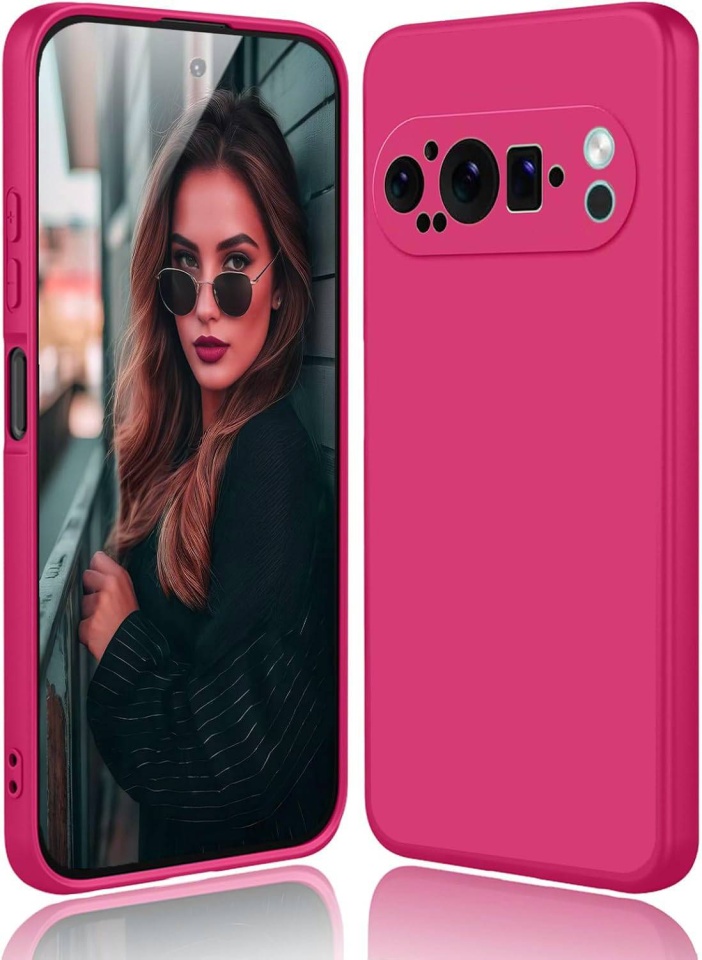 Husa pentru Google Pixel 9 Pro din Silicon Catifelat, Protectie Premium, Skyddar SoftElegance - Fucsia