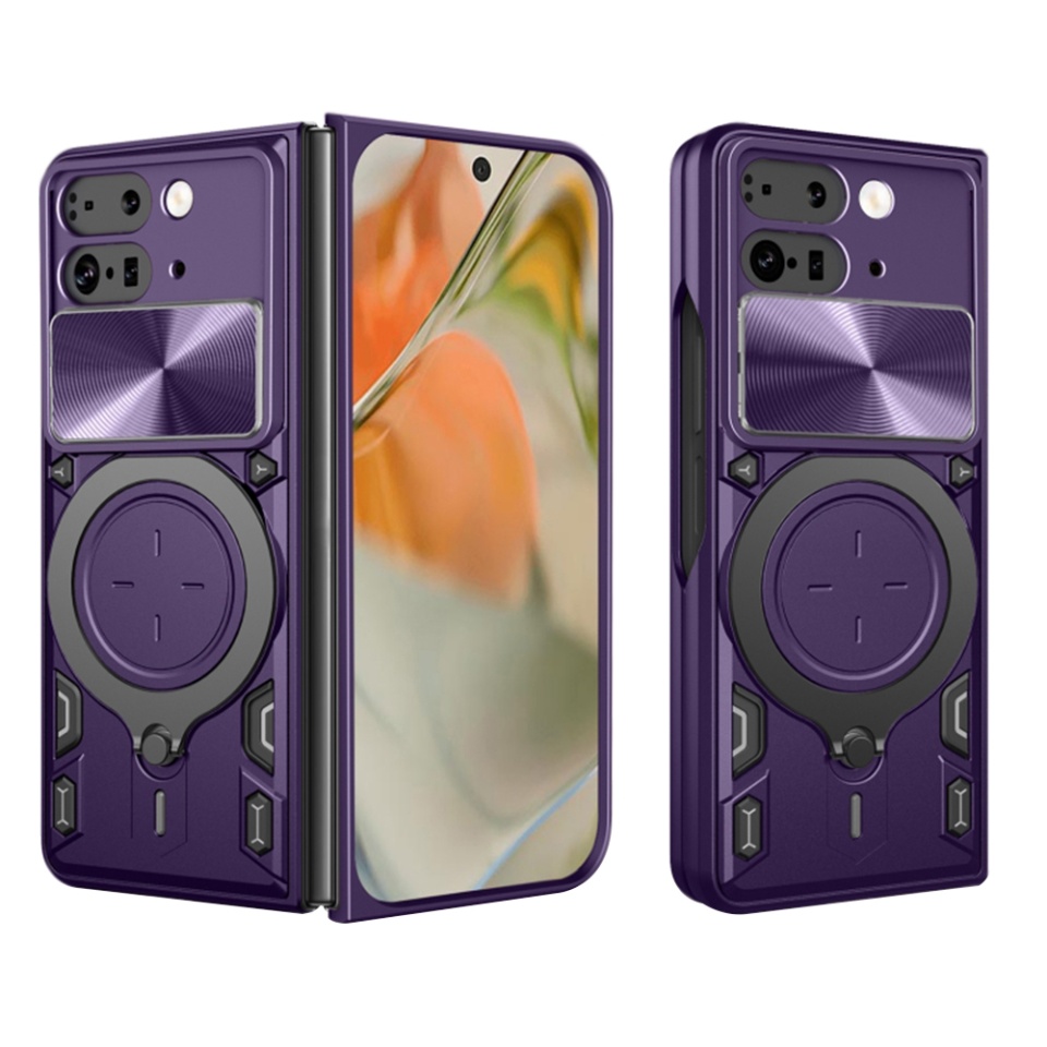 Husa pentru Google Pixel 9 Pro Fold, SKYDDAR INNOVATION, CamGuard Pro, Inel Magnetic, Protectie Camera, set cu sticker, Mov