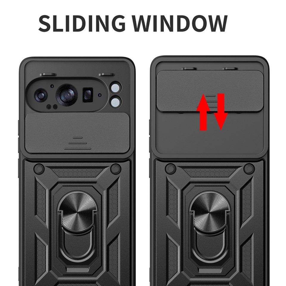 Husa pentru Google Pixel 9 Pro XL, SKYDDAR INNOVATION, CamShield, Inel magnetic, set cu sticker, Verde - 2 | YEO