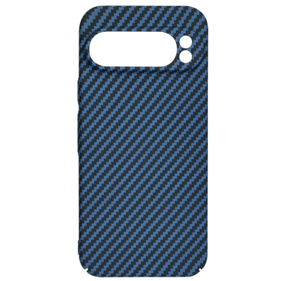 Husa pentru Google Pixel 9 Pro XL, SKYDDAR INNOVATION, textura carbon, Carbonite FiberShell, set cu sticker, Cyan, - 3 | YEO