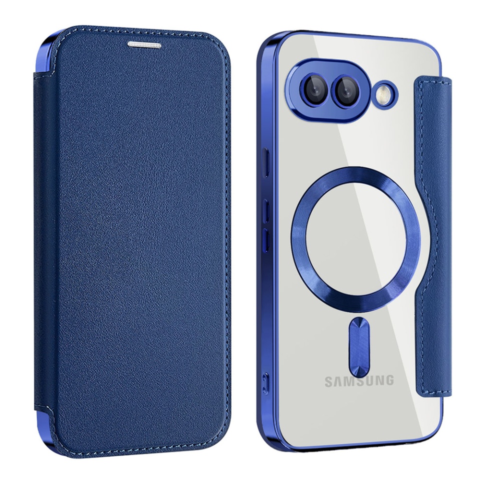 Husa pentru Google Pixel 9a tip carte, SKYDDAR INOVATION, SmartMag Book, Magsafe, RFiD, Suport Carduri, set cu sticker, Albastru - 1 | YEO