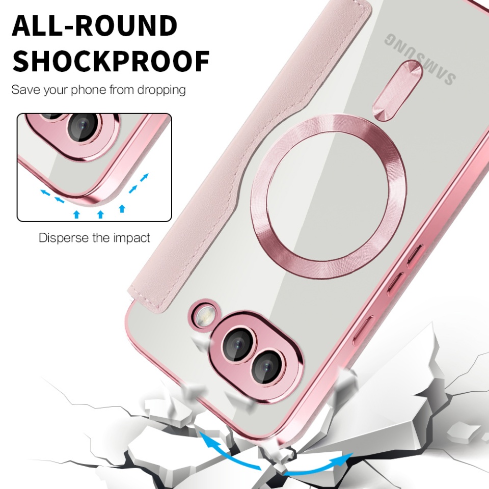 Husa pentru Google Pixel 9a tip carte, SKYDDAR INOVATION, SmartMag Book, Magsafe, RFiD, Suport Carduri, set cu sticker, Roz - 3 | YEO