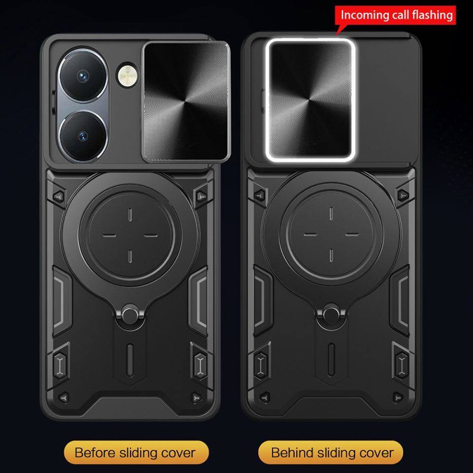 Husa pentru Honor 200 Pro, cu inel magnetic si suport ajustabil, protectie completa camera, SKDR SafeCover - Negru - 2 | YEO