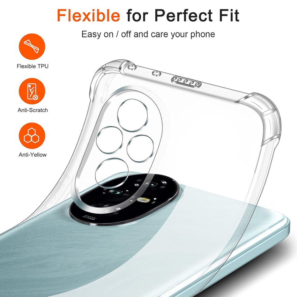 Husa pentru Honor 200 , SKYDDAR INNOVATION, Shockproof Clear din Silicon Slim, Transparenta, set cu sticker - 1 | YEO