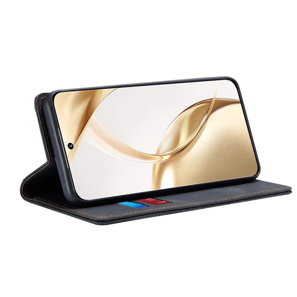 Husa pentru Honor 200, SKYDDAR INNOVATION, Soft Wallet, tip Carte din piele Eco Premium, cu Portofel Interior, Negru, set cu sticker - 1 | YEO