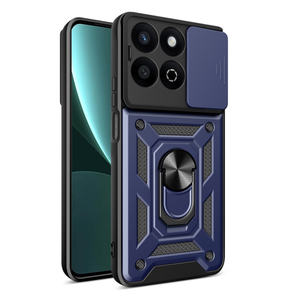 Husa pentru Honor 200 Smart / X7c cu inel magnetic si protectie camera Skyddar CamShield - Albastru