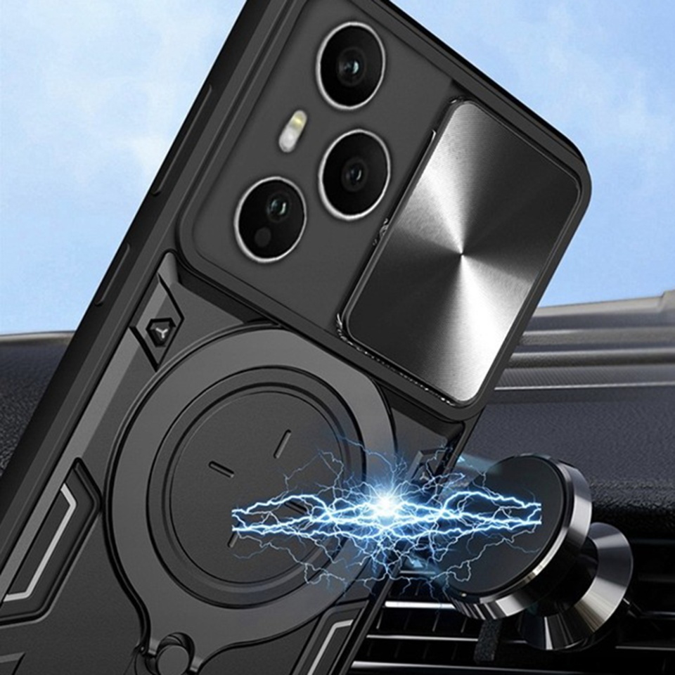 Husa pentru Honor 400 Pro, SKYDDAR INNOVATION, CamGuard Pro, Inel Magnetic, Protectie Camera, set cu sticker, Negru - 2 | YEO