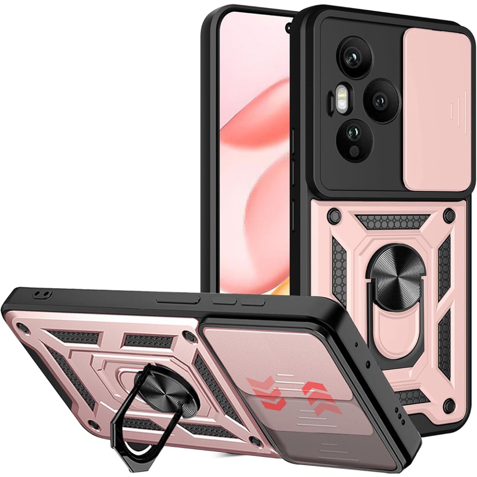 Husa pentru Honor 400 Pro, SKYDDAR INNOVATION, CamShield, Inel magnetic, set cu sticker, Roz