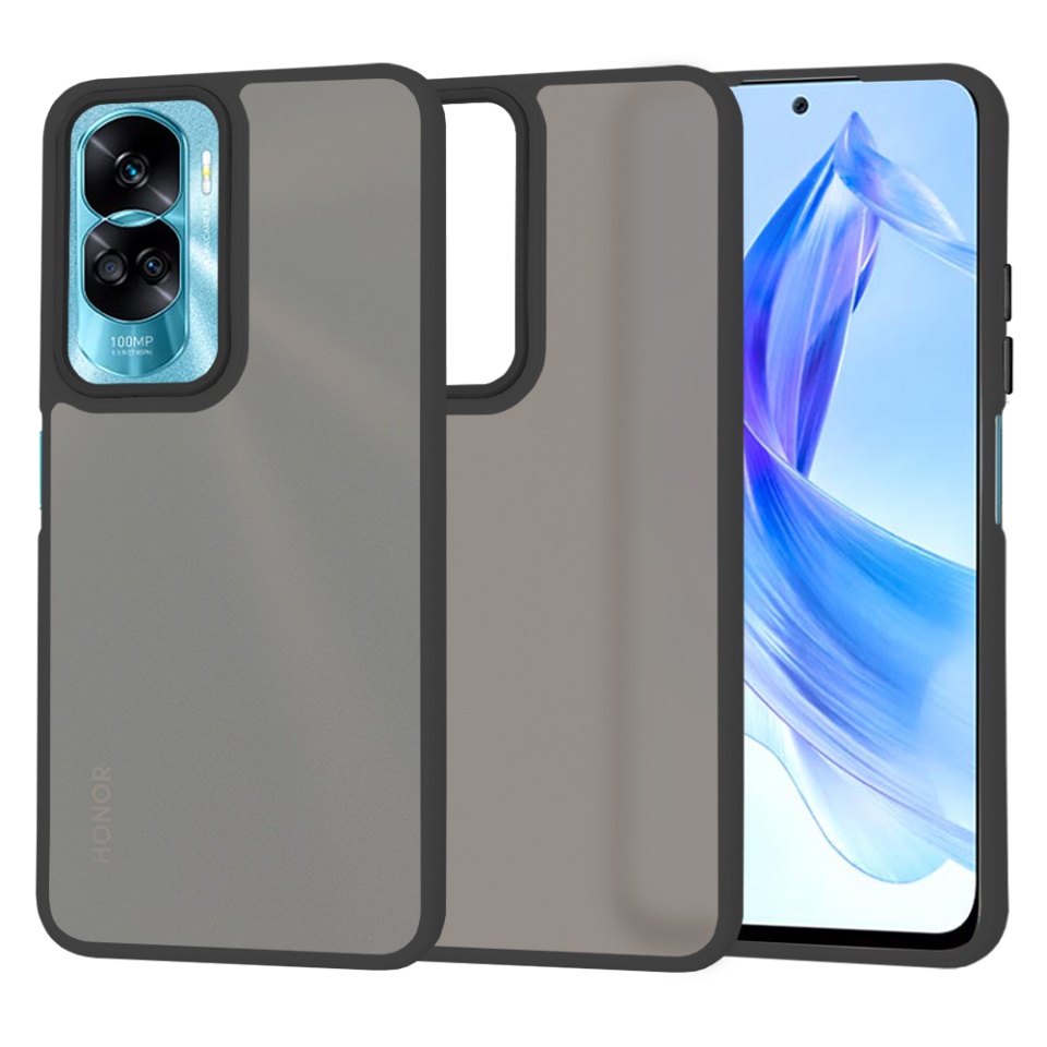 Husa pentru Honor 90 Lite, ce Absoarbe Cele mai Aspre Socuri, Skyddar Frosted - Negru
