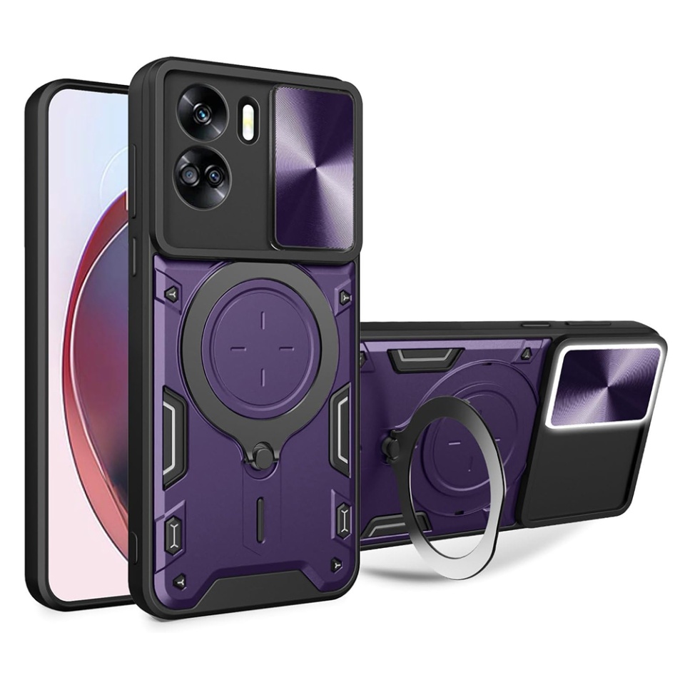 Husa pentru Honor 90 Lite, cu inel magnetic si suport ajustabil, protecție completa camera, SKDR SafeCover - Mov