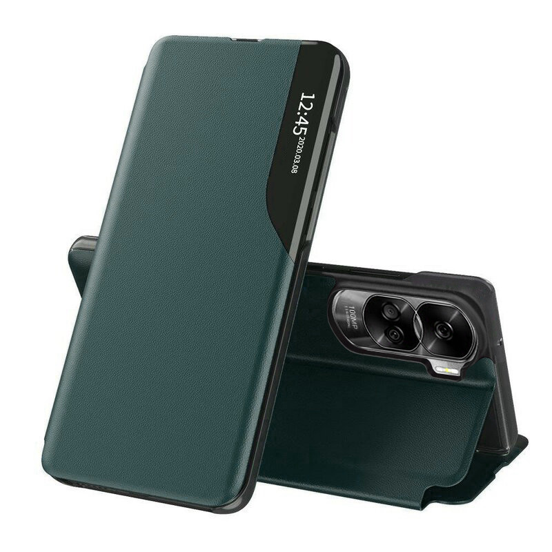 Husa pentru Honor 90 Lite tip carte, Skyddar Eco View Leather - Verde