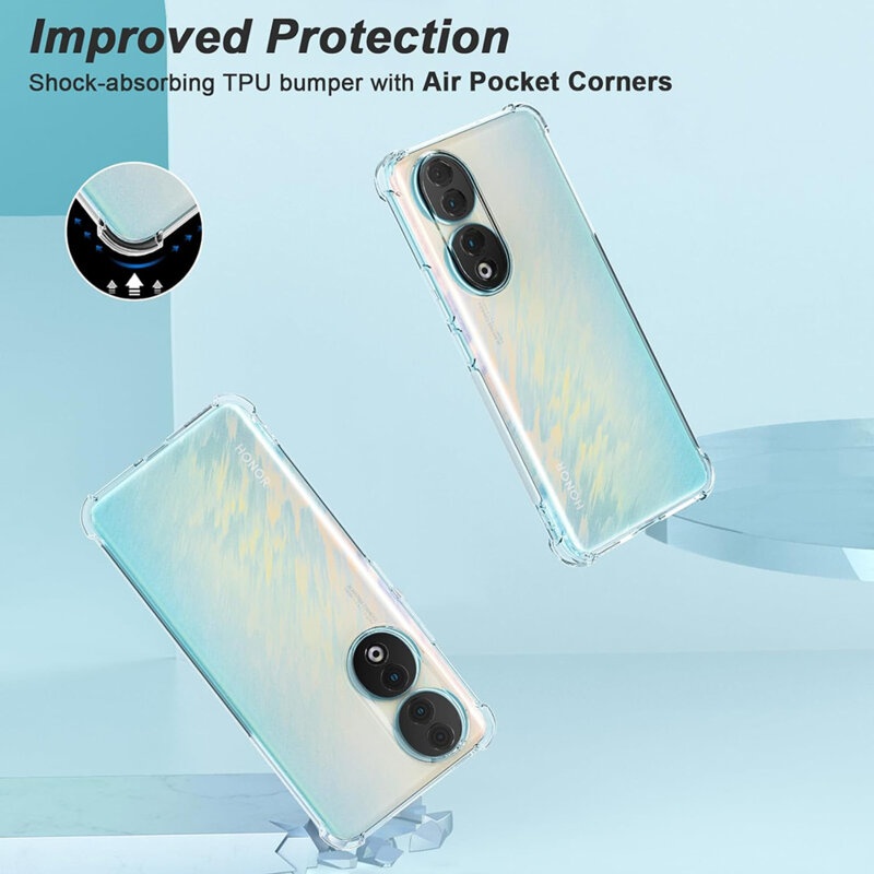 Husa pentru Honor 90 Pro din silicon slim, anti soc, Skyddar Shock - Transparenta - 1 | YEO