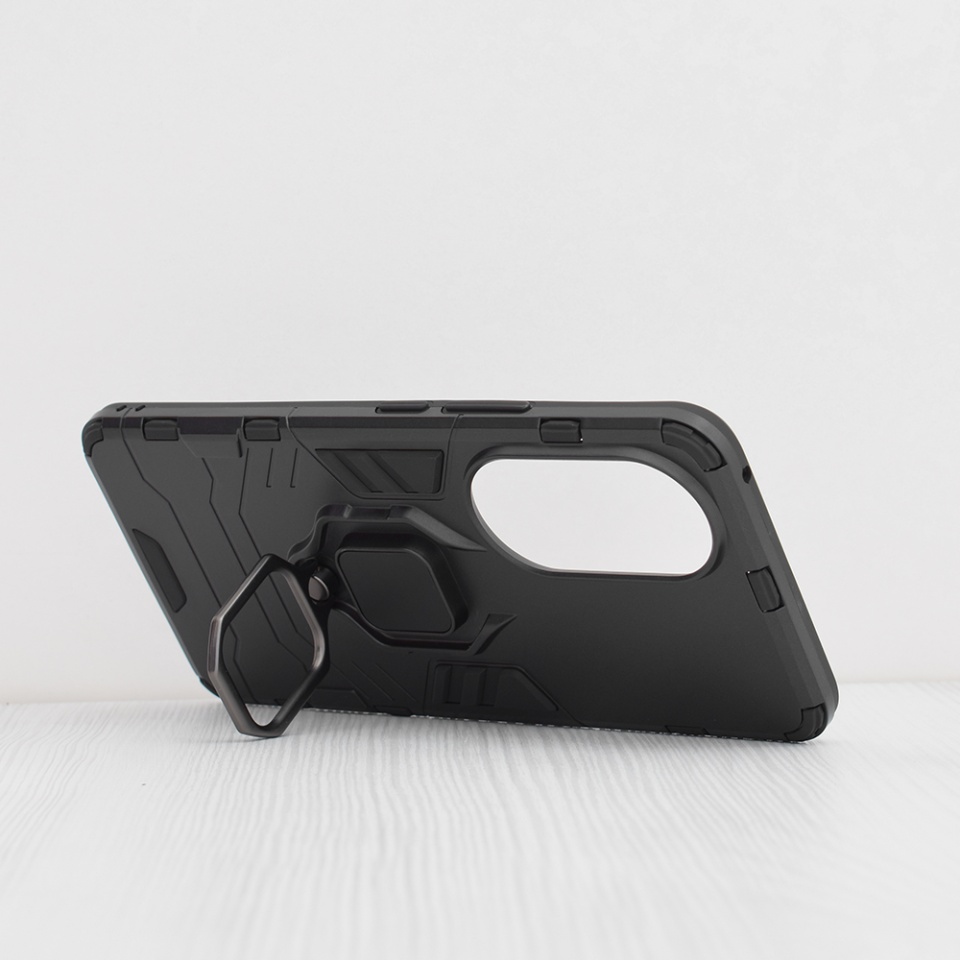 Husa pentru Honor 90, SKYDDAR INNOVATION, Silicone Shield, cu Inel Magnetic, Antisoc, set cu sticker, Negru - 1 | YEO