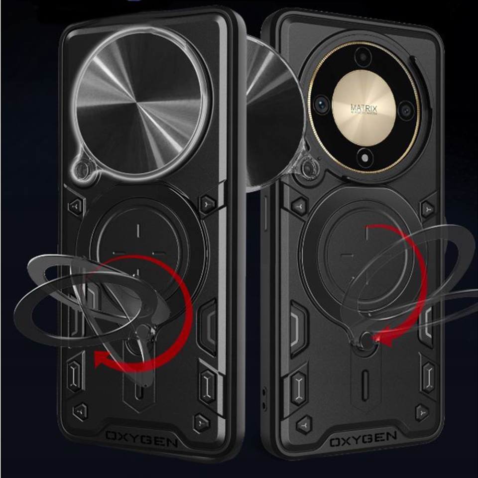 Husa pentru Honor Magic5 Lite, cu inel magnetic si suport ajustabil, protecție completa camera, SKDR SafeCover - Roz auriu - 3 | YEO