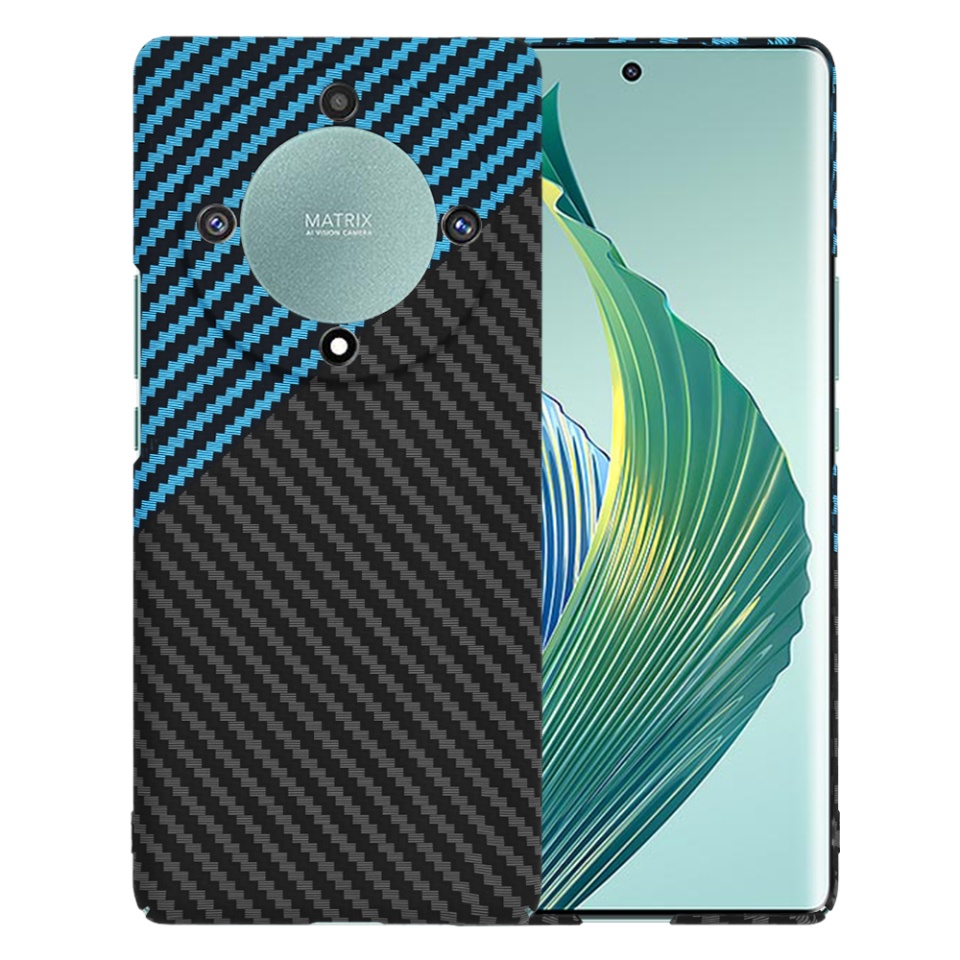 Husa pentru Honor Magic5 Lite, Finisaj Premium cu Textura de Carbon, Design Elegant, SKDR CarbonFlex - Bleu