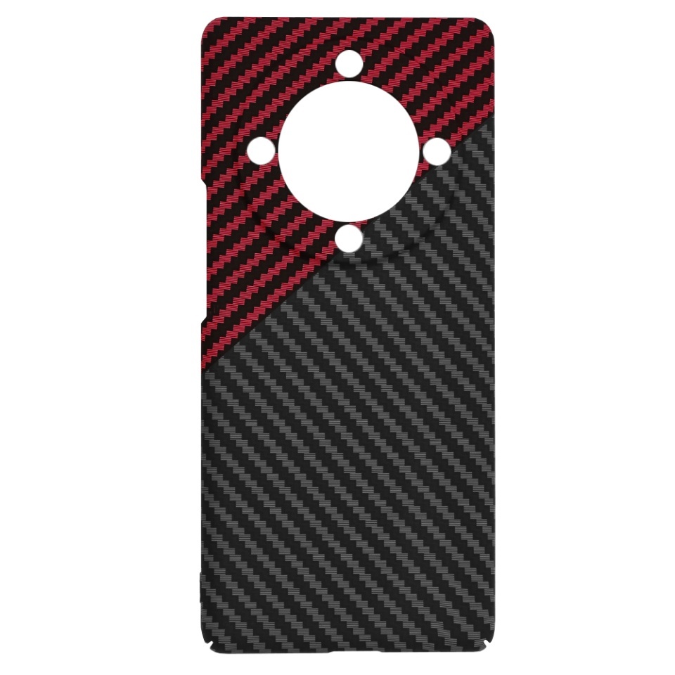 Husa pentru Honor Magic5 Lite, SKYDDAR INNOVATION, textura carbon, Carbonite FiberShell, set cu sticker, Rosu inchis, - 3 | YEO