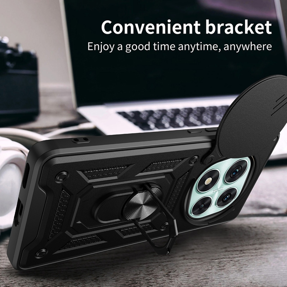 Husa pentru Honor Magic7 Pro, SKYDDAR INNOVATION, CamShield, Inel magnetic, set cu sticker, Albastru - 5