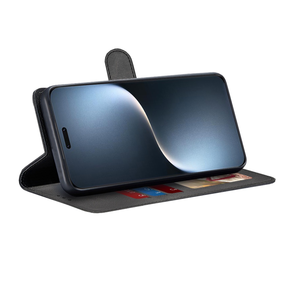 Husa pentru Honor Magic7 Pro, SKYDDAR INNOVATION, Diary Book, tip carte, cu Portofel Interior, Antisoc, Negru, set cu sticker - 1 | YEO