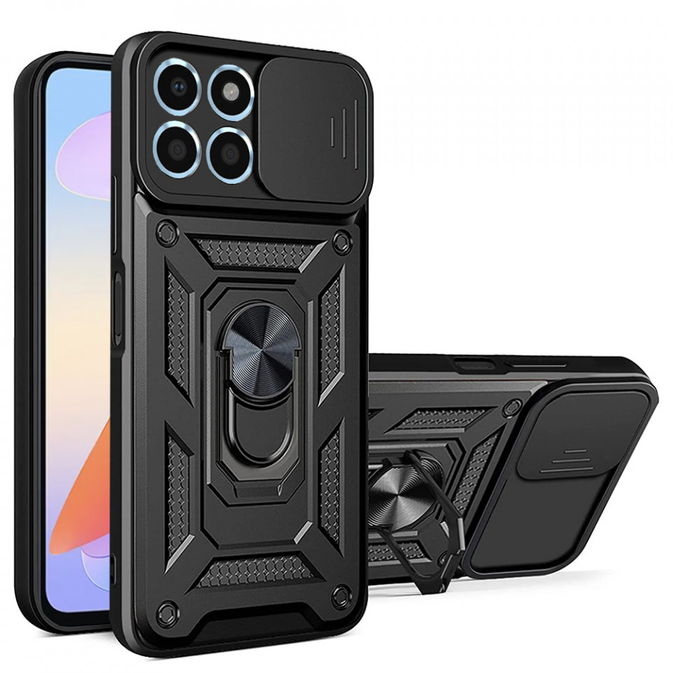 Husa pentru Honor X6a cu inel magnetic, Techsuit CamShield - Negru