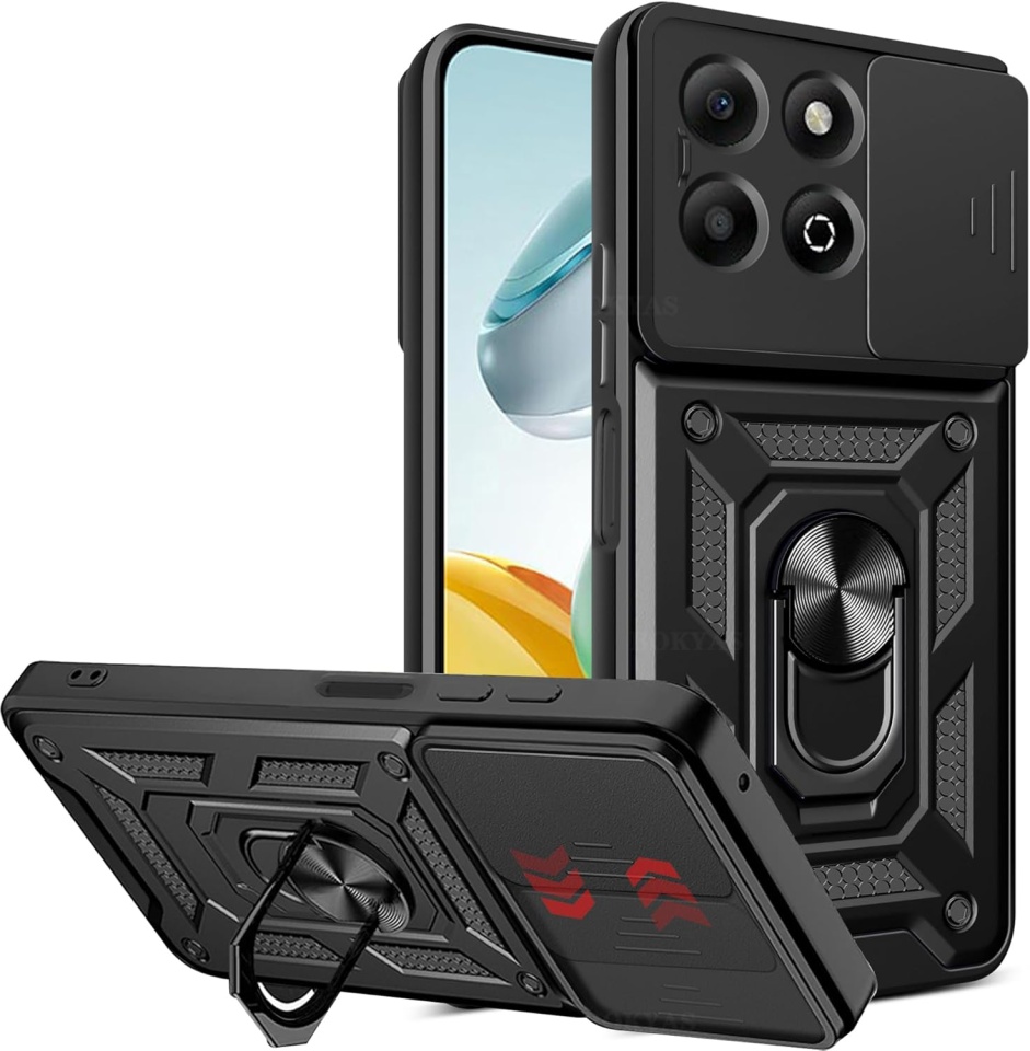Husa pentru Honor X6b cu inel magnetic si protectie camera Skyddar CamShield - Negru