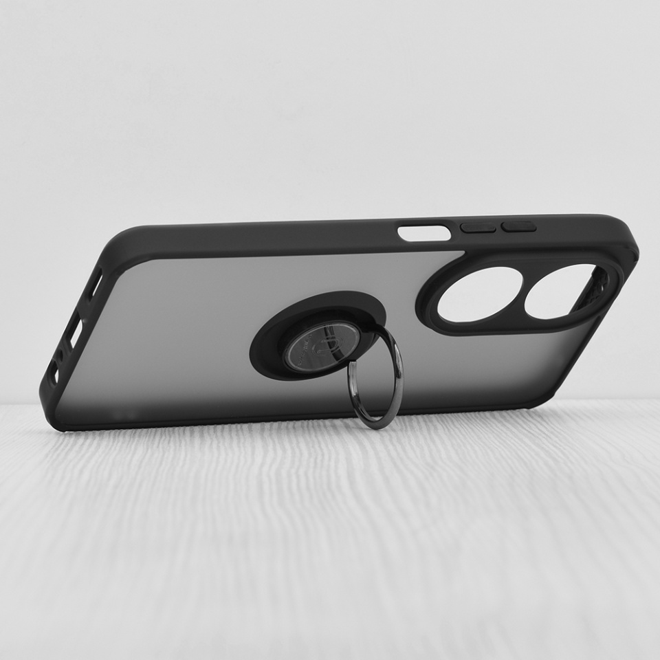Husa pentru Honor X7b / 90 Smart / X7b 5G, SKYDDAR INNOVATION, Glinth cu Inel Rotativ 360° Magnetic, Negru, set cu sticker - 1 | YEO