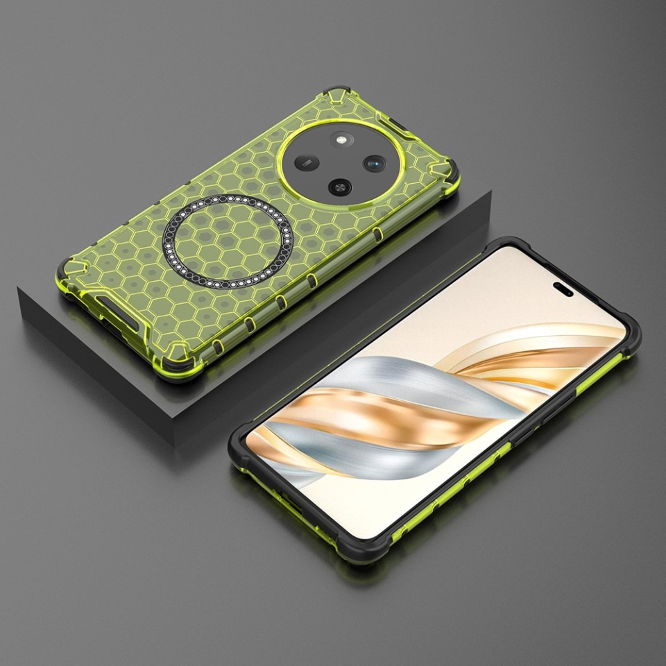 Husa pentru Honor X9c / Magic7 Lite, SKYDDAR INNOVATION, HoneyComb Shield MagSafe, Antisoc, set cu sticker, Verde - 3 | YEO