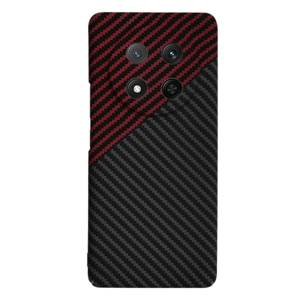 Husa pentru Honor X9c / Magic7 Lite, SKYDDAR INNOVATION, textura carbon, Carbonite FiberShell, Rosu inchis, set cu sticker - 2 | YEO