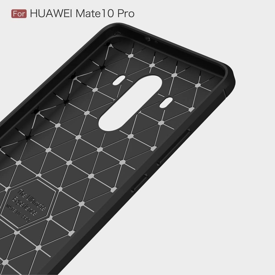Husa pentru Huawei Mate 10 Pro, SKYDDAR INNOVATION, Carbon Silicone, din Silicon Slim, cu textura Fibra Carbon, set cu sticker, Negru - 3 | YEO