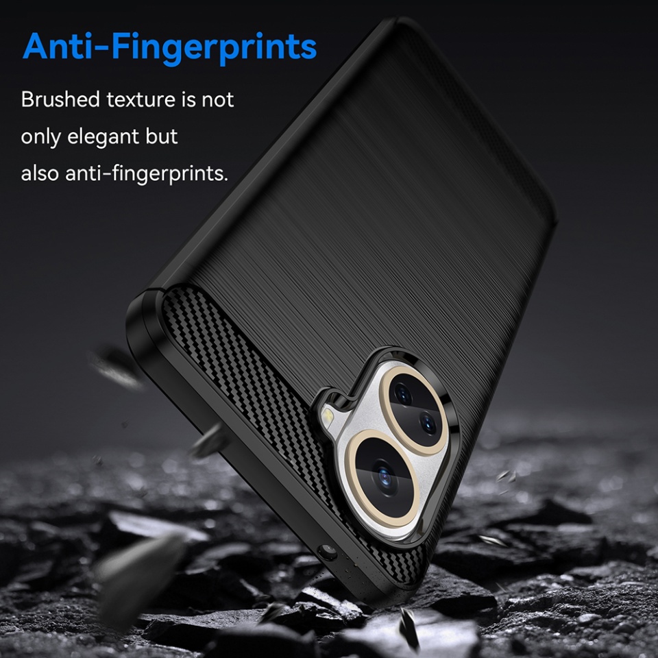Husa pentru Huawei nova 10 SE, SKYDDAR INNOVATION, Carbon Silicone, din Silicon Slim, cu textura Fibra Carbon, set cu sticker, Negru - 3 | YEO