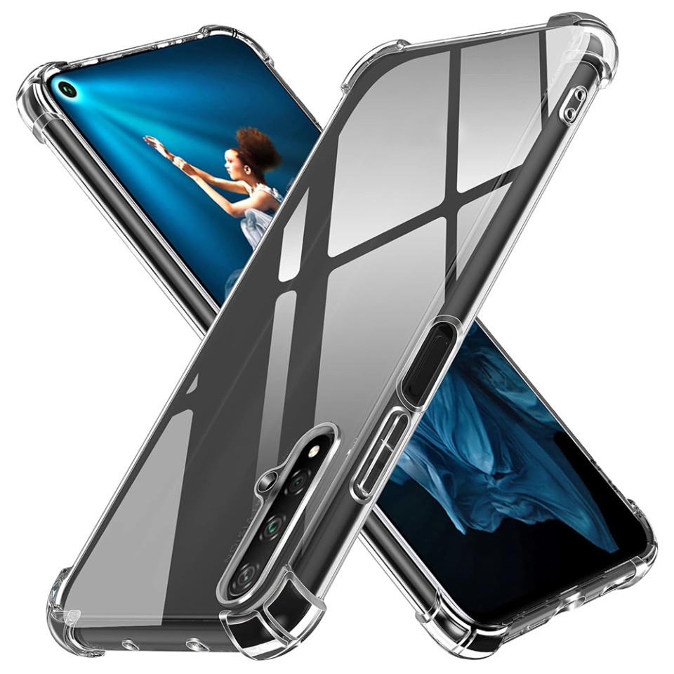 Husa pentru Huawei Nova 5T / Honor 20 , SKYDDAR INNOVATION, Shockproof Clear din Silicon Slim, Transparenta, set cu sticker