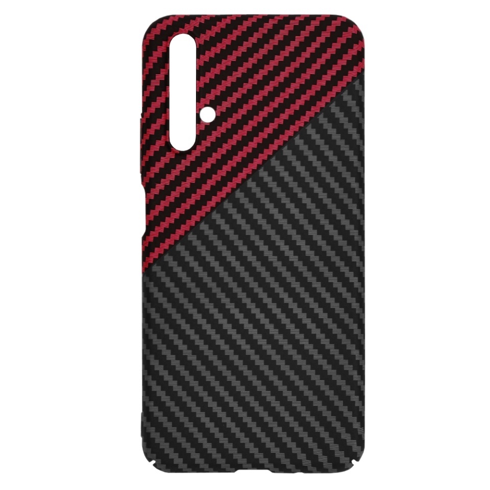 Husa pentru Huawei Nova 5T / Honor 20, SKYDDAR INNOVATION, textura carbon, Carbonite FiberShell, set cu sticker, Rosu inchis, - 3 | YEO