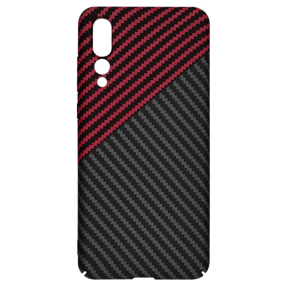 Husa pentru Huawei P20 Pro, SKYDDAR INNOVATION, textura carbon, Carbonite FiberShell, set cu sticker, Rosu inchis, - 3 | YEO