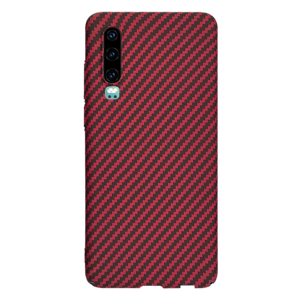 Husa pentru Huawei P30, Finisaj Premium cu Textura de Carbon, Design Elegant, SKDR CarbonFlex - Rosu - 2 | YEO