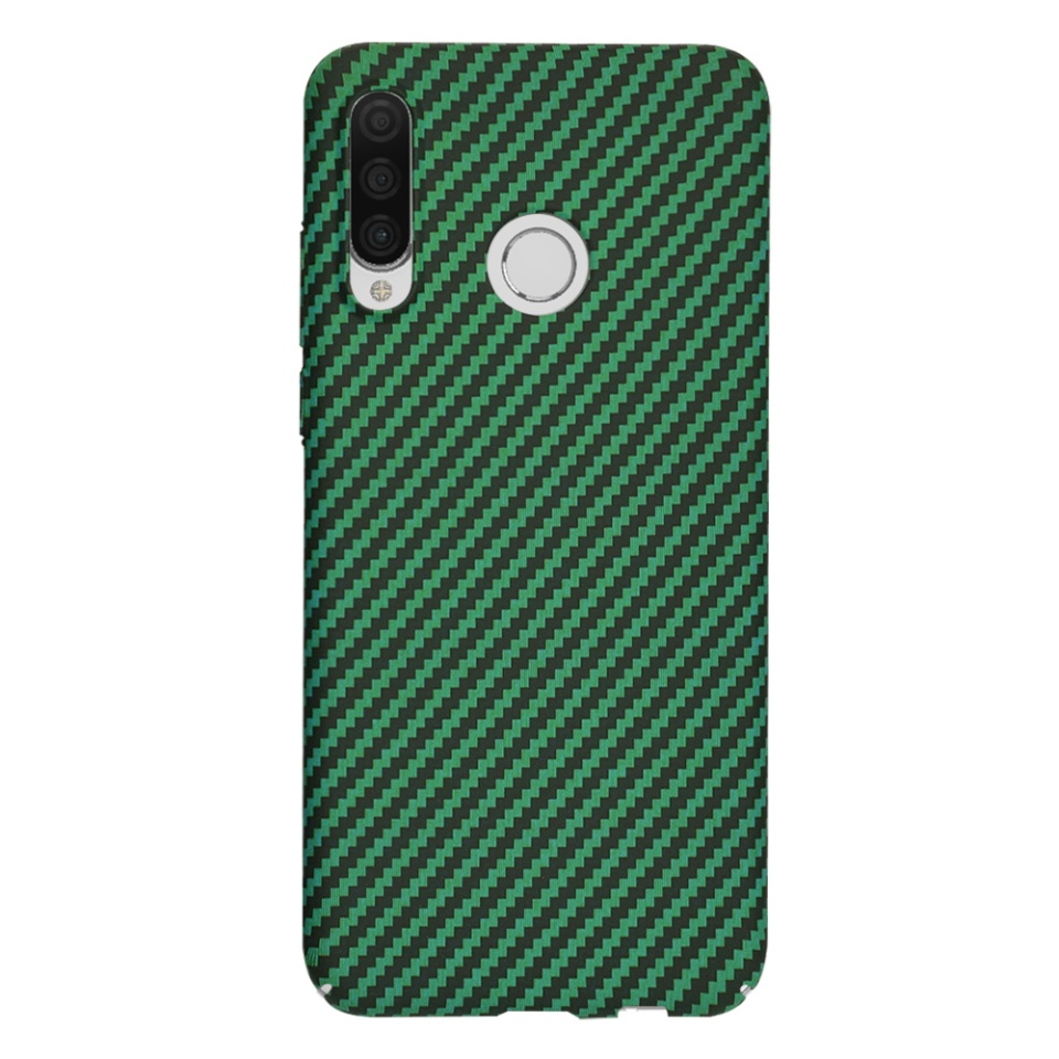 Husa pentru Huawei P30 Lite / P30 Lite New Edition, Finisaj Premium cu Textura de Carbon, Design Elegant, SKDR CarbonFlex - Verde - 2 | YEO