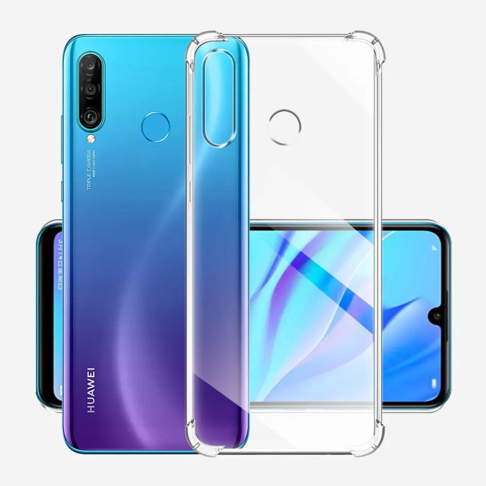 Husa pentru Huawei P30 Lite / P30 Lite New Edition , SKYDDAR INNOVATION, Shockproof Clear din Silicon Slim, Transparenta, set cu sticker - 3 | YEO