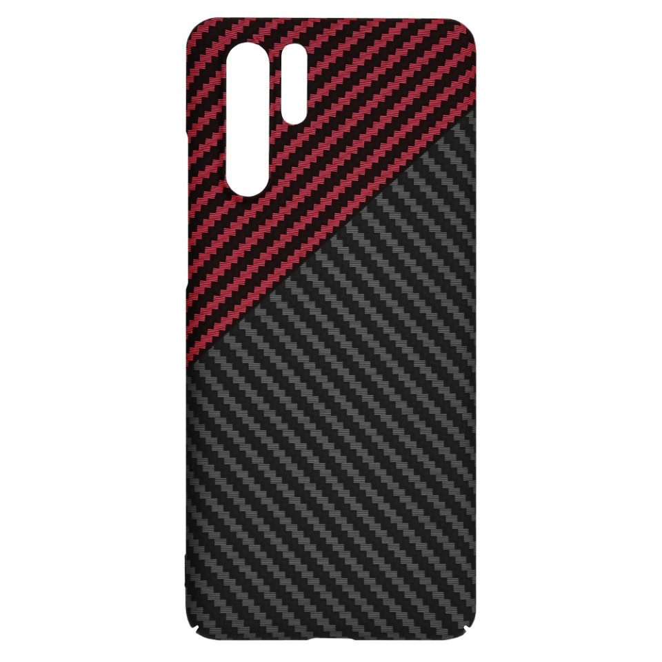 Husa pentru Huawei P30 Pro / P30 Pro New Edition, SKYDDAR INNOVATION, textura carbon, Carbonite FiberShell, set cu sticker, Rosu inchis, - 3 | YEO