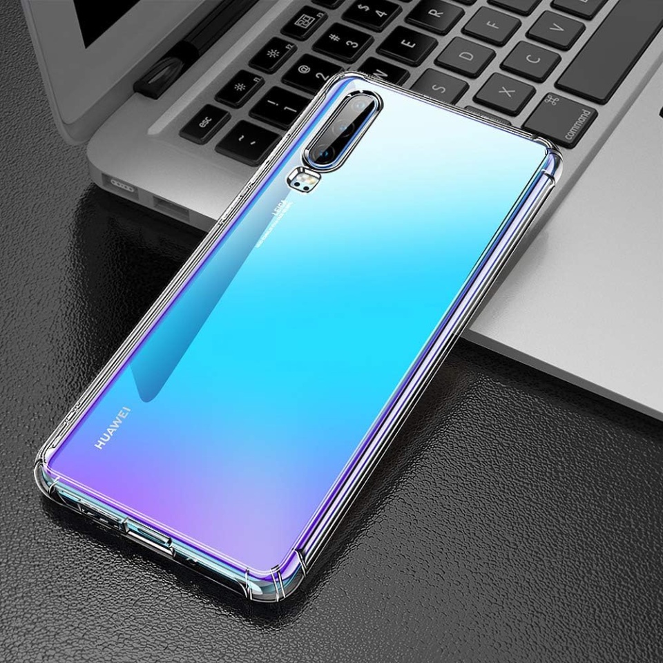 Husa pentru Huawei P30 , SKYDDAR INNOVATION, Shockproof Clear din Silicon Slim, Transparenta, set cu sticker - 3 | YEO