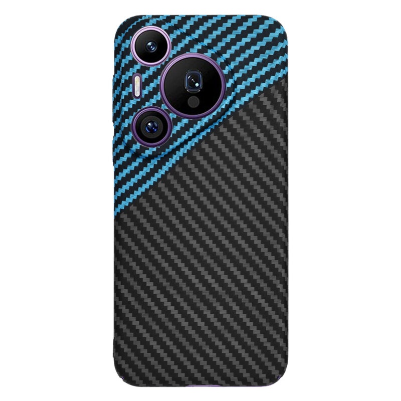 Husa pentru Huawei Pura 70 Pro, Finisaj Premium cu Textura de Carbon, Design Elegant, SKDR CarbonFlex - Bleu - 2 | YEO