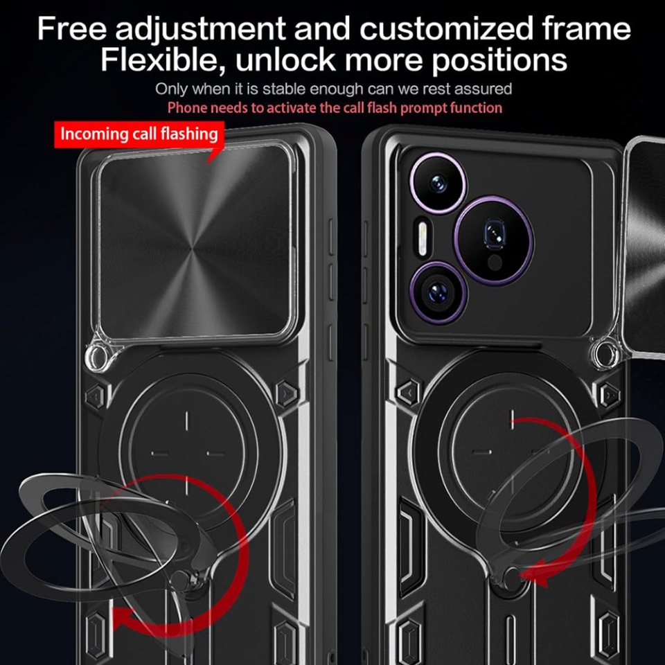 Husa pentru Huawei Pura 70, SKYDDAR INNOVATION, CamGuard Pro, Inel Magnetic, Protectie Camera, set cu sticker, Roz auriu - 3 | YEO
